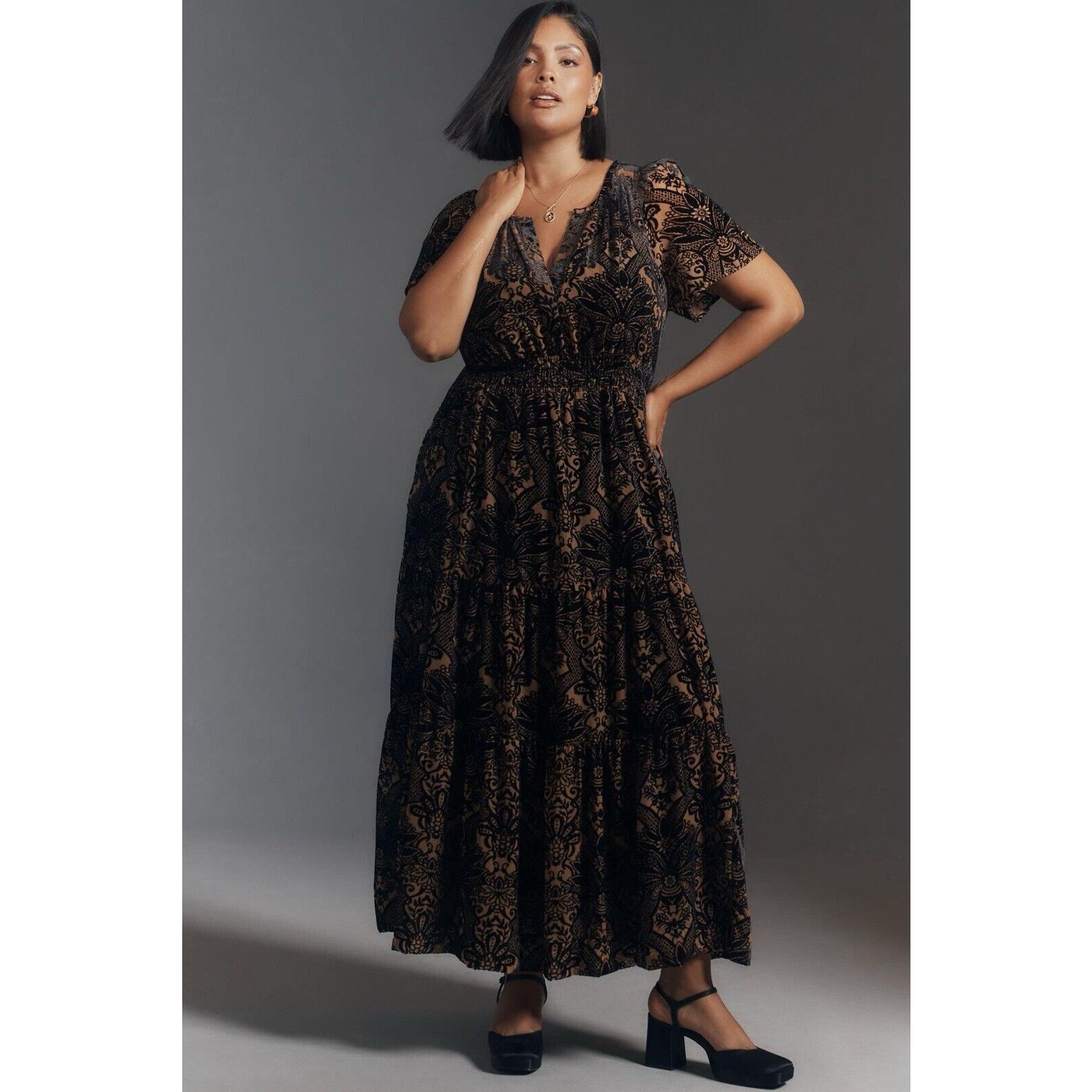 New Anthropologie The Somerset Maxi Dress: Velvet Edition Sz Small